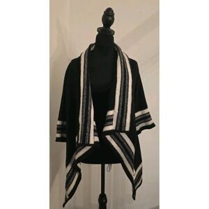 Lauren Ralph Lauren Womens S/M 100% Wool Cardigan Open Front Poncho Wrap Sweater